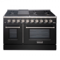 Akicon 48" Slide-in Freestanding Professional Style Gas Range with 6.7 Cu. Ft. Oven, 8 Burners, Convection Fan, Cast Iron Grates. Matte Black