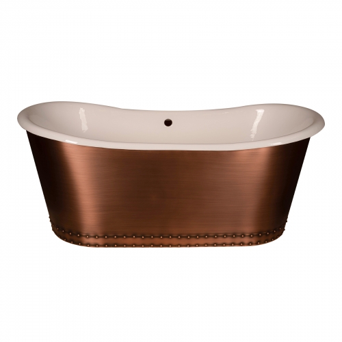 Custom Double Slipper Cast Iron Skirted Tub - Antique Copper