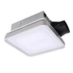 Bathroom Exhaust Fan with 15W Dimmable 3CCT LED Light & 7W 2-Color Night Light, Ventilation Fan, 50-80-100 CFM, Square, Silver
