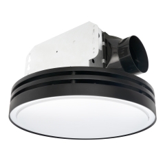 Bathroom Fan Light Combo, 15W Dimmable 3CCT LED Light with 5W 2-Color Night Light Ventilation Fan, Round, Black