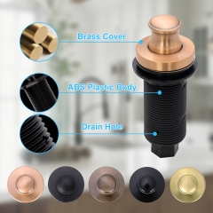 Akicon Copper Garbage Disposal Air Switch Kit with Sink Top Waste Disposal On/Off Push Button with Brass Cover and Plastic