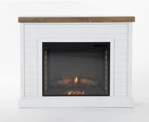 White & Brown Fireplace Mantel