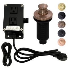 Akicon Antique Copper Garbage Disposal Air Switch Kit with Sink Top Waste Disposal On/Off Push Button with Brass Cover and Plastic