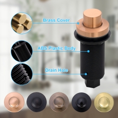 Akicon Copper Garbage Disposal Air Switch Kit with Sink Top Waste Disposal On/Off Push Button with Brass Cover and Plastic