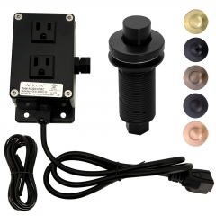 Akicon Matte Black Garbage Disposal Air Switch Kit, Dual Outlet Sink Top Waste Disposal On/Off Push Button with Brass Cover