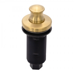 Akicon Brushed Gold Garbage Disposal Air Switch Kit with Sink Top Waste Disposal On/Off Push Button with Brass Cover and Plastic