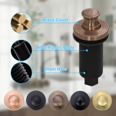 Akicon Antique Copper Garbage Disposal Air Switch Kit with Sink Top Waste Disposal On/Off Push Button with Brass Cover and Plastic