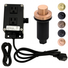 Akicon Copper Garbage Disposal Air Switch Kit, Dual Outlet Sink Top Waste Disposal On/Off Push Button with Brass Cover