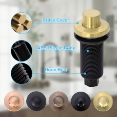 Akicon Brushed Gold Garbage Disposal Air Switch Kit, Dual Outlet Sink Top Waste Disposal On/Off Push Button with Brass Cover