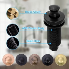 Akicon Matte Black Garbage Disposal Air Switch Kit with Sink Top Waste Disposal On/Off Push Button with Brass Cover and Plastic