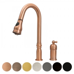 Akicon™ Copper Pull Out Kitchen Faucet with in-Deck Handle, Single Level Solid Brass Kitchen Sink Faucets with Pull Down Sprayer