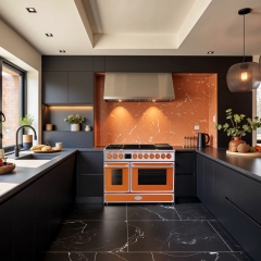 Akicon 48" Freestanding Gas Range with 8 Sealed Burners Cooktop,Rapid Convection Oven,Dual Zone Capacity with Heavy-Duty Cast Iron Grate Cooking Stove