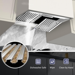 Akicon 30 Inch Range Hood Insert, 600 CFM Ultra-Quiet Stainless Steel Ducted Vent Hood Insert with Dimmable LED Lights and Dishwasher Safe Filters