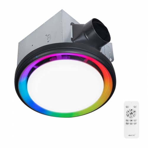 Akicon Bathroom Exhaust Fan with Humidity Sensor, 110 CFM 1.5 Sones Vent Fan with RGB Light, 3CCT Dimmable LED Light & Nightlight for Shower Room