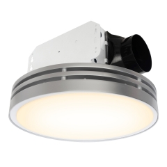 Bathroom Fan Light Combo, 15W Dimmable 3CCT LED Light with 5W 2-Color Night Light Ventilation Fan, Round, Silver