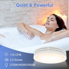 Bathroom Fan Light Combo, 15W Dimmable 3CCT LED Light with 5W 2-Color Night Light Ventilation Fan, Round, White