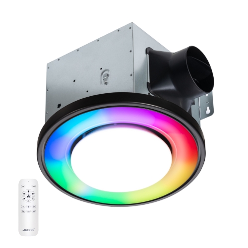 Akicon Bathroom Exhaust Fan with RGB LED Mode, 110 CFM 1.5 Sone Ultra Quiet Bathroom Vent Fan with 3CCT Light & Nightlight, Ceiling Mount