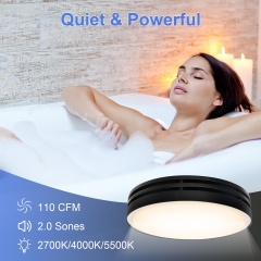 Bathroom Fan Light Combo, 15W Dimmable 3CCT LED Light with 5W 2-Color Night Light Ventilation Fan, Round, Black