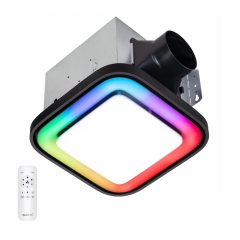 Akicon Bathroom Exhaust Fan with RGB LED Light, 110 CFM 1.5 Sone Ultra Quiet Bathroom Vent Fan for Ceiling, 3CCT Dimmable Light & Nightlight