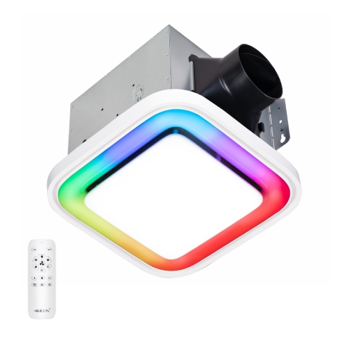 Akicon Bathroom Exhaust Fan with RGB LED Light, 110 CFM 1.5 Sone Ultra Quiet Bathroom Vent Fan for Ceiling, 3CCT Dimmable Light & Nightlight