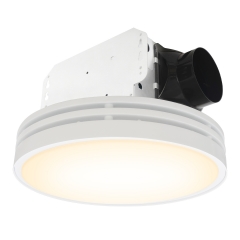 Bathroom Fan Light Combo, 15W Dimmable 3CCT LED Light with 5W 2-Color Night Light Ventilation Fan, Round, White