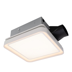 Bathroom Exhaust Fan with 15W Dimmable 3CCT LED Light & 7W 2-Color Night Light, Ventilation Fan, 50-80-100 CFM, Square, White
