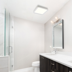 Bathroom Exhaust Fan with 15W Dimmable 3CCT LED Light & 7W 2-Color Night Light, Ventilation Fan, 50-80-100 CFM, Square, White