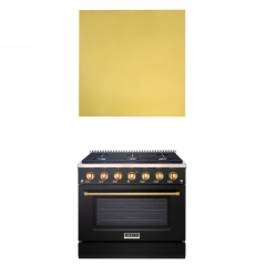 Akicon 36" Stainless Steel Range Hood with 600 CFM Insert & 6-Burner Gas Range Combo – Powerful Ventilation, Convection Oven, Multiple Finishes