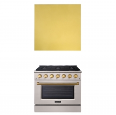 Akicon 36" Stainless Steel Range Hood with 600 CFM Insert & 6-Burner Gas Range Combo – Powerful Ventilation, Convection Oven, Multiple Finishes