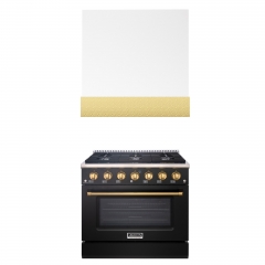 Akicon 36" Stainless Steel Range Hood with 600 CFM Insert & 6-Burner Gas Range Combo – Powerful Ventilation, Convection Oven, Multiple Finishes