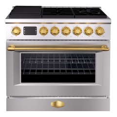 Akicon 36"Freestanding Gas Range with 6 Sealed Burners Cooktop, Natural Gas/LP Convertible