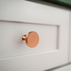 Akicon™ Copper Kitchen Cabinet Knobs 1-1/4 inch (32 mm) Diameter 100% Solid Brass Drawer Knob AK01916-C (1-PACK)