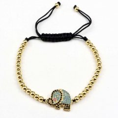 Stainless steel beads adjustable copper inlaid zircon  bracelet wholesale