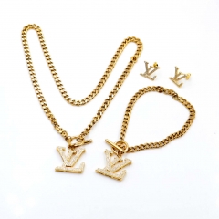 Stainless steel jewelry Necklace Earrings Bracelet set Wholesale
