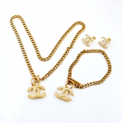 Stainless steel jewelry Necklace Earrings Bracelet set Wholesale