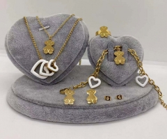 Stainless steel jewelry Necklace Earrings Ring bracelet set Wholesale