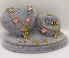 Stainless steel jewelry Necklace Earrings Ring bracelet set Wholesale