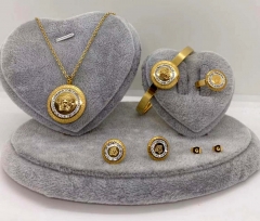 Stainless steel jewelry Necklace Earrings Ring bracelet set Wholesale