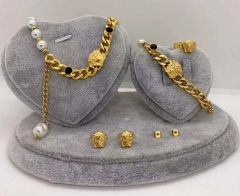 Stainless steel jewelry Necklace Earrings Ring bracelet set Wholesale