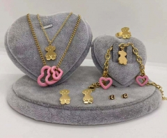 Stainless steel jewelry Necklace Earrings Ring bracelet set Wholesale