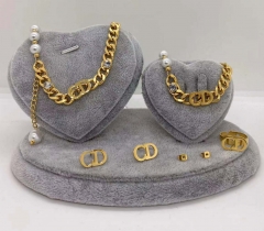 Stainless steel jewelry Necklace Earrings Ring bracelet set Wholesale