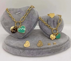 Stainless steel jewelry Necklace Earrings Ring bracelet set Wholesale