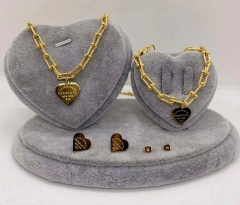 Stainless steel jewelry Necklace Earrings Ring bracelet set Wholesale