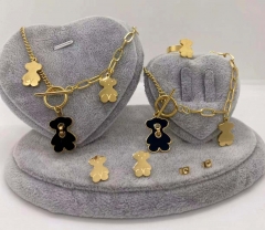 Stainless steel jewelry Necklace Earrings Ring bracelet set Wholesale