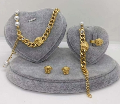 Stainless steel jewelry Necklace Earrings Ring bracelet set Wholesale