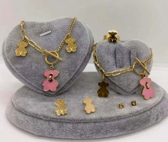 Stainless steel jewelry Necklace Earrings Ring bracelet set Wholesale