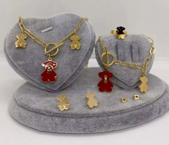 Stainless steel jewelry Necklace Earrings Ring bracelet set Wholesale