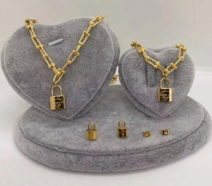 Stainless steel jewelry Necklace Earrings Ring bracelet set Wholesale