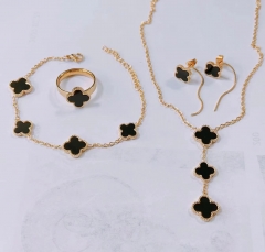 Stainless steel jewelry Necklace Earrings Ring bracelet set Wholesale