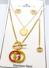 Stainless steel jewelry Necklace Earrings set Wholesal